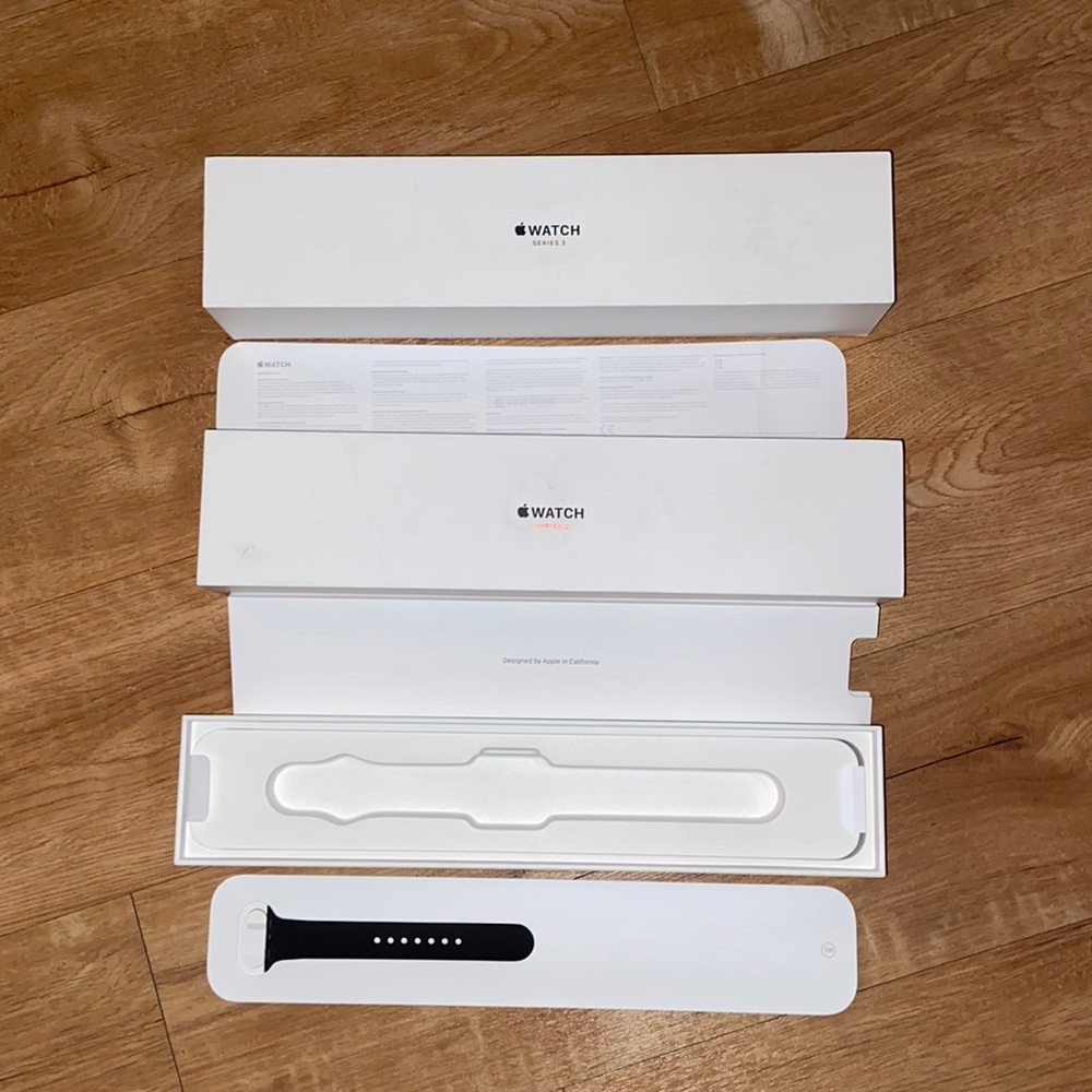 2 Empty Boxes Apple Watch series 3, 1 with an extra Band Strap